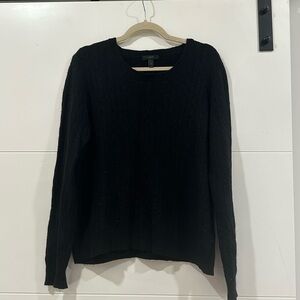 J. Crew Black Cable-Knit Crewneck Sweater